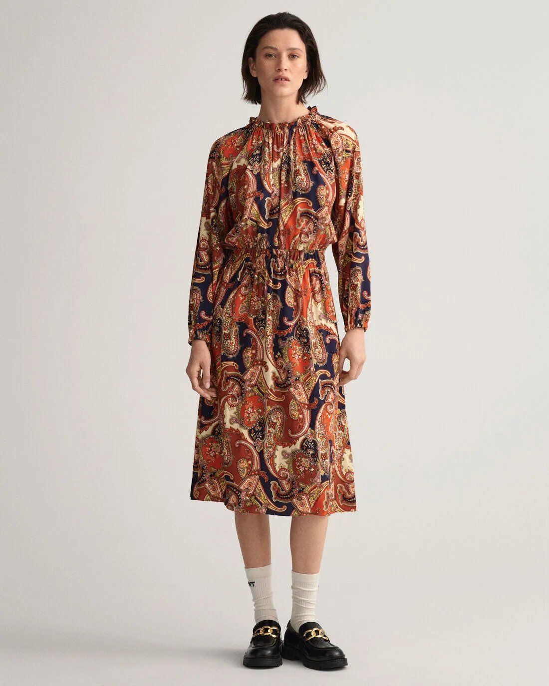 Gant Naisten Mekko PAISLEY BOATNECK DRESS Oranssi Kuosi Kekäle