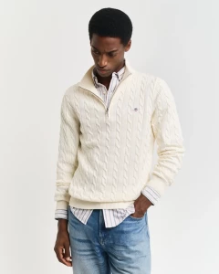 gant-miesten-neule-cotton-cable-half-zip-luonnonvalkoinen-1