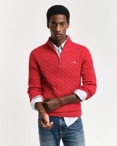 gant-miesten-neule-cotton-cable-half-zip-punainen-1