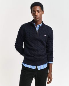 gant-miesten-neule-cotton-cable-half-zip-tummansininen-1