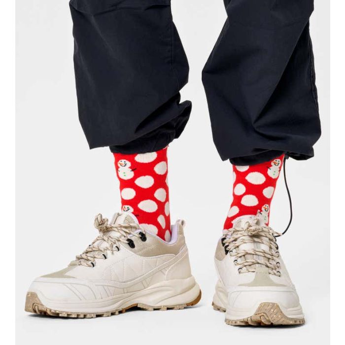 happy-socks-miesten-sukat-big-dot-snowman-punainen-kuosi-2