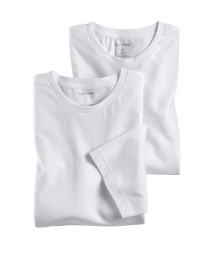 Olymp Miesten T-paita 2 kpl, O-neck Modern Fit 2-pack Valkoinen