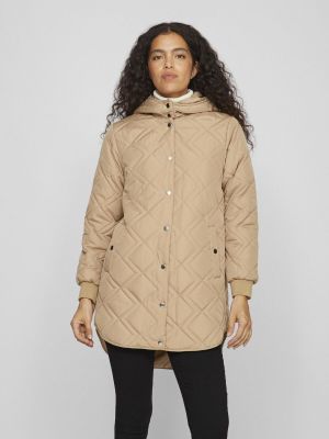 Vila Naisten Takki, VIJADE LS HOODED JACKET Vaalea Beige