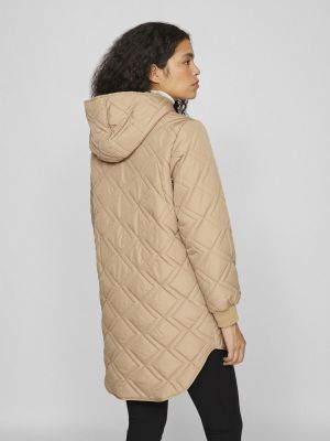 Vila Naisten Takki, VIJADE LS HOODED JACKET Vaalea Beige