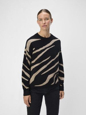 Object Naisten Neule, OBJRAY LO L/S KNIT PULLOVER AOP NOOS Musta Kuosi