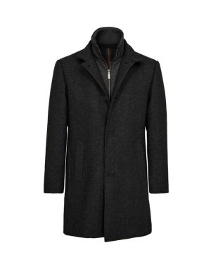 Gino marcello Miesten Villakangastakki, K GINO MARCELLO WOOL COAT Harmaa Kuosi