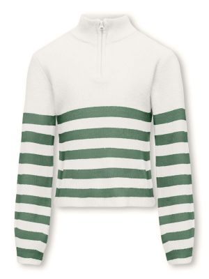 Kids Only Lasten Neulepusero, KOGFRANCA HALF ZIP LS STRIPE KNIT Mustavalkoinen