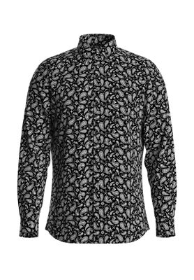 Selected Miesten Kauluspaita, SLIM PERFORMANCE AOP SHIRT Musta Kuosi