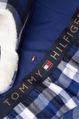 Tommy Hilfiger Miesten Pyjamasetti, LS PJ SET + FLUFFY SLIPPERS Sininen Ruutu