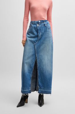 Boss orange naisten hame, LONG DENIM SKIRT Indigo