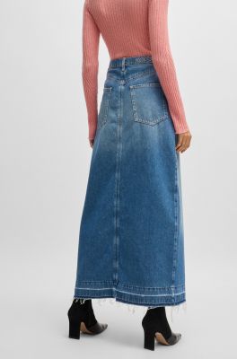 Boss orange naisten hame, LONG DENIM SKIRT Indigo