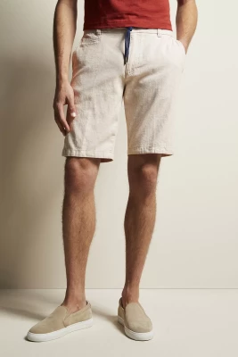 Bugatti Miesten Shortsit, BUGATTI LINEN COTTON SHORTS Beige