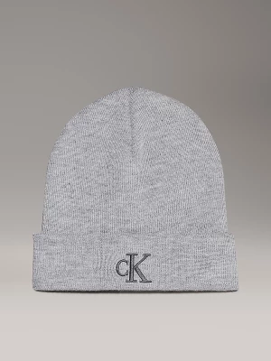 Calvin Klein Accessories Naisten Pipo, CK MONOGRAM EMBRO BEANIE Vaaleanharmaa