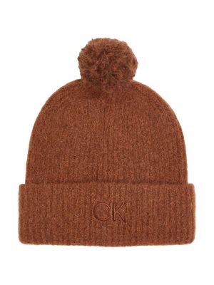 Calvin Klein Accessories Naisten Pipo, K-CK EMBROIDERY BOMBOM BEANIE Konjakinruskea