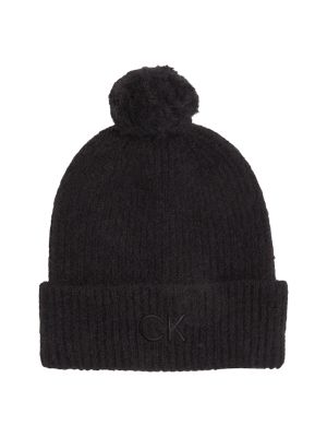 Calvin Klein Accessories Naisten Pipo, K-CK EMBROIDERY BOMBOM BEANIE Musta