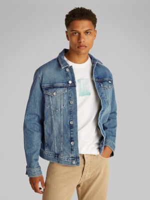 Calvin Klein Jeans miesten farkkutakki, SLIM DENIM JACKET MID BLUE Indigo