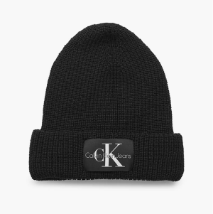 Calvin Klein Jeans Miesten Pipo MONOLOGO PATCH BEANIE Musta