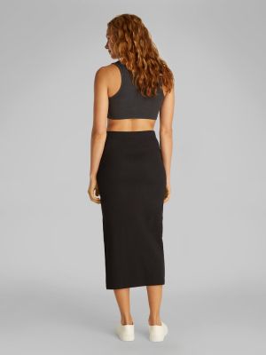 Calvin Klein Jeans naisten hame, WOVEN LABEL RIB SKIRT Musta