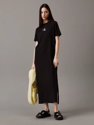 Calvin Klein Jeans naisten mekko, K-MONOLOGO LONG RIB TEE DRESS Musta