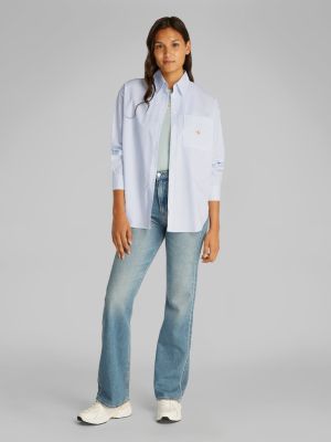 Calvin Klein Jeans naisten paitapusero, WOVEN LABEL RELAXED SHIRT Vaaleansininen