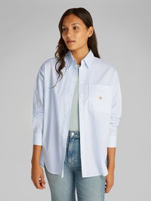 Calvin Klein Jeans naisten paitapusero, WOVEN LABEL RELAXED SHIRT Vaaleansininen