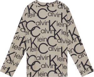 Calvin Klein Naisten Pyjamapaita Ls V-Neck Nightshirt Beige Kuosi