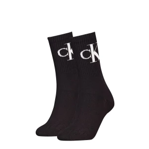 Calvin Klein Naisten Sukat, CKJ WOMEN MONOGRAM SOCK 2PK Musta