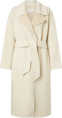 Calvin Klein Naisten Villakangastakki, DOUBLE FACED OVERSIZED WRAP COAT 100% WO Luonnonvalkoinen