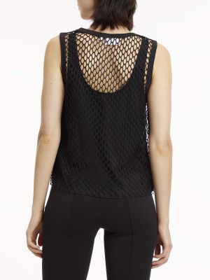 Calvin Klein women toppi, NET LEYERED TANK TOP Musta