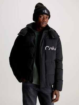 Calvin Klein Jeans Miesten Takki, ESSENTIALS NON DOWN LOGO JACKET Musta