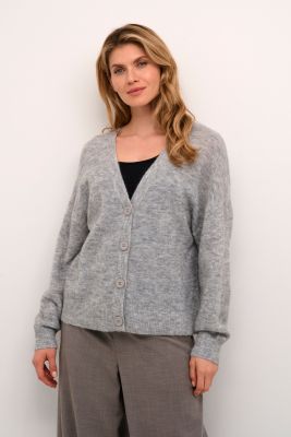 Culture Naisten Neuletakki, K-CACHEIA CARDIGAN Light Grey Melange