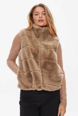 Freequent Naisten Liivi, FOXY VEST Vaalea Beige