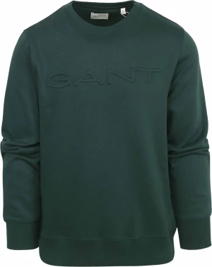 Gant Miesten Collagepaita, EMBOSSED SWEAT C-NECK Armeijanvihreä