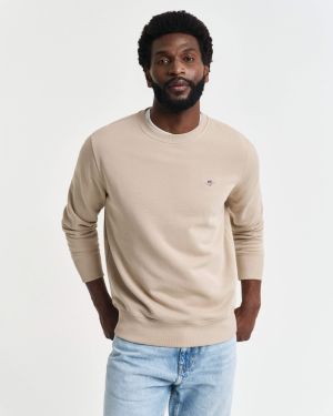 Gant Miesten Collagepaita, REG SHIELD C-NECK Beige