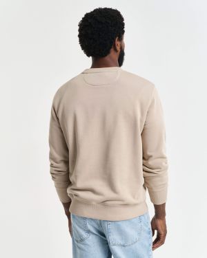 Gant Miesten Collagepaita, REG SHIELD C-NECK Beige