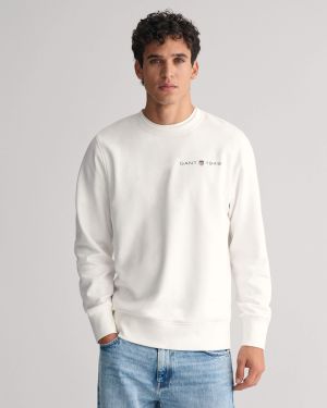 Gant miesten college, PRINTED GRAPHIC C-NECK Valkoinen