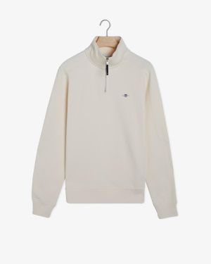 Gant miesten college, SHIELD HALF ZIP Luonnonvalkoinen