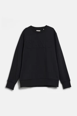 Gant Miesten Collegepusero, EMBOSSED C-NECK SWEAT Musta