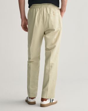 Gant miesten housut, COTTON LINEN TROUSER Beige