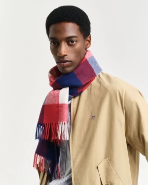 Gant Miesten Huivi, CHECK MERINO WOOL SCARF Punainen Ruutu