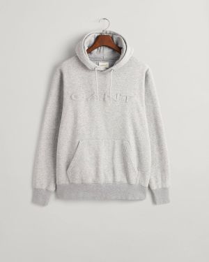 Gant miesten huppari, EMBOSSED SWEAT HOODIE Keskiharmaa