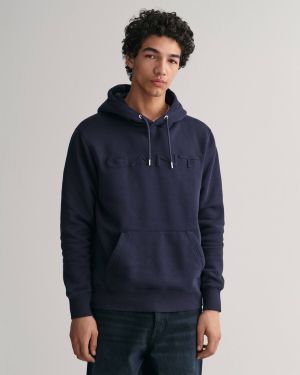 Gant miesten huppari, EMBOSSED SWEAT HOODIE Tummansininen