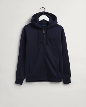 Gant Miesten Huppari TONAL ARCHIVE ZIP HOODIE Tummansininen