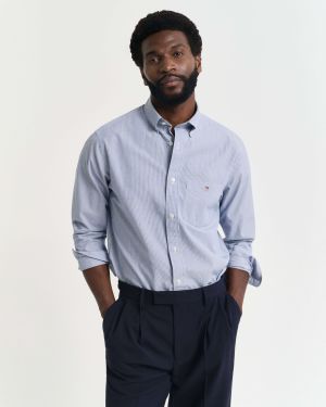 Gant miesten kauluspaita, REG DOBBY DOT STRIPE SHIRT Raidallinen Sininen