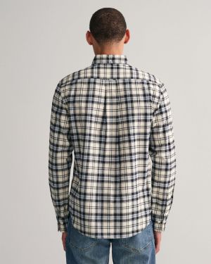 Gant miesten kauluspaita, REG UT BRUSHED OXFORD CHECK SHIRT Sininen Ruutu