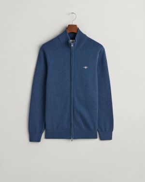 Gant miesten neuletakki,  CASUAL COTTON ZIP CARDIGAN Indigo