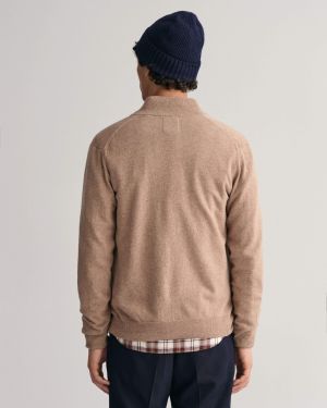 Gant miesten neuletakki, SUPERFINE LAMBSWOOL ZIP CARDIGAN Beige