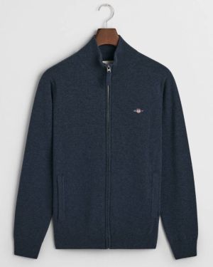 Gant miesten neuletakki, SUPERFINE LAMBSWOOL ZIP CARDIGAN Indigo