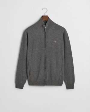 Gant miesten neuletakki, SUPERFINE LAMBSWOOL ZIP CARDIGAN Tummanharmaa