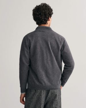 Gant miesten neuletakki, SUPERFINE LAMBSWOOL ZIP CARDIGAN Tummanharmaa